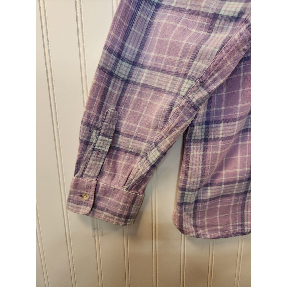 LL Bean Women XL Purple Lavender Plaid Flannel Button Down Shirt Casual Outdoor - Picture 4 of 13